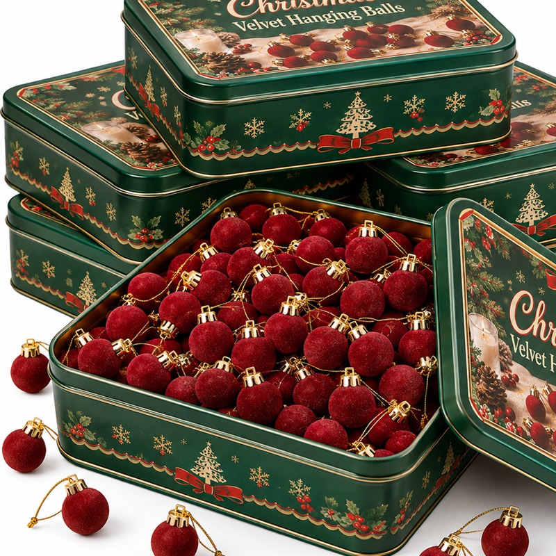 Home Decor Indonesia - 2 cm wijnrode fluwelen kerstballen, kleine,