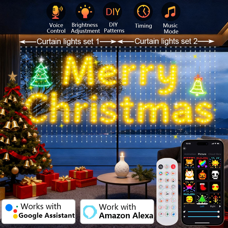 Home Decor Free App - 1/2PCS 400LEDs Smart Gordijn Licht Kerstverlichting