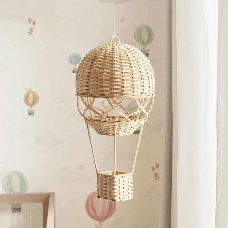 Rattan Plant Basket - Handgemaakte rotan hangmand met heteluchtballon voor